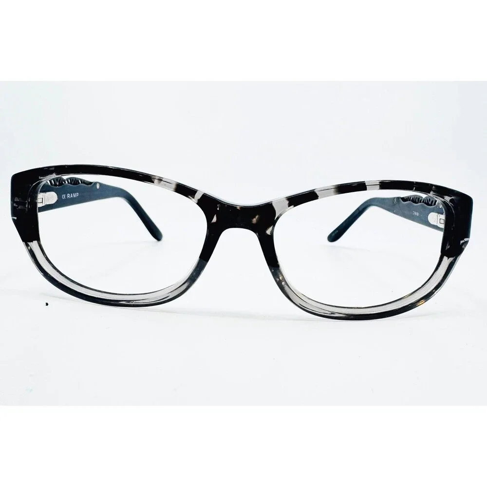 Rampage Eyeglasses Women Black Gray Pattern Filigree Temple 16-135